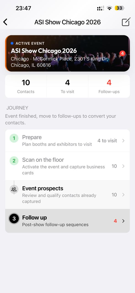 Event hub journey: Prepare, Scan and Follow up