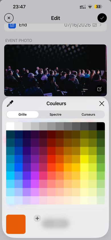 Custom color picker for event ambiance.